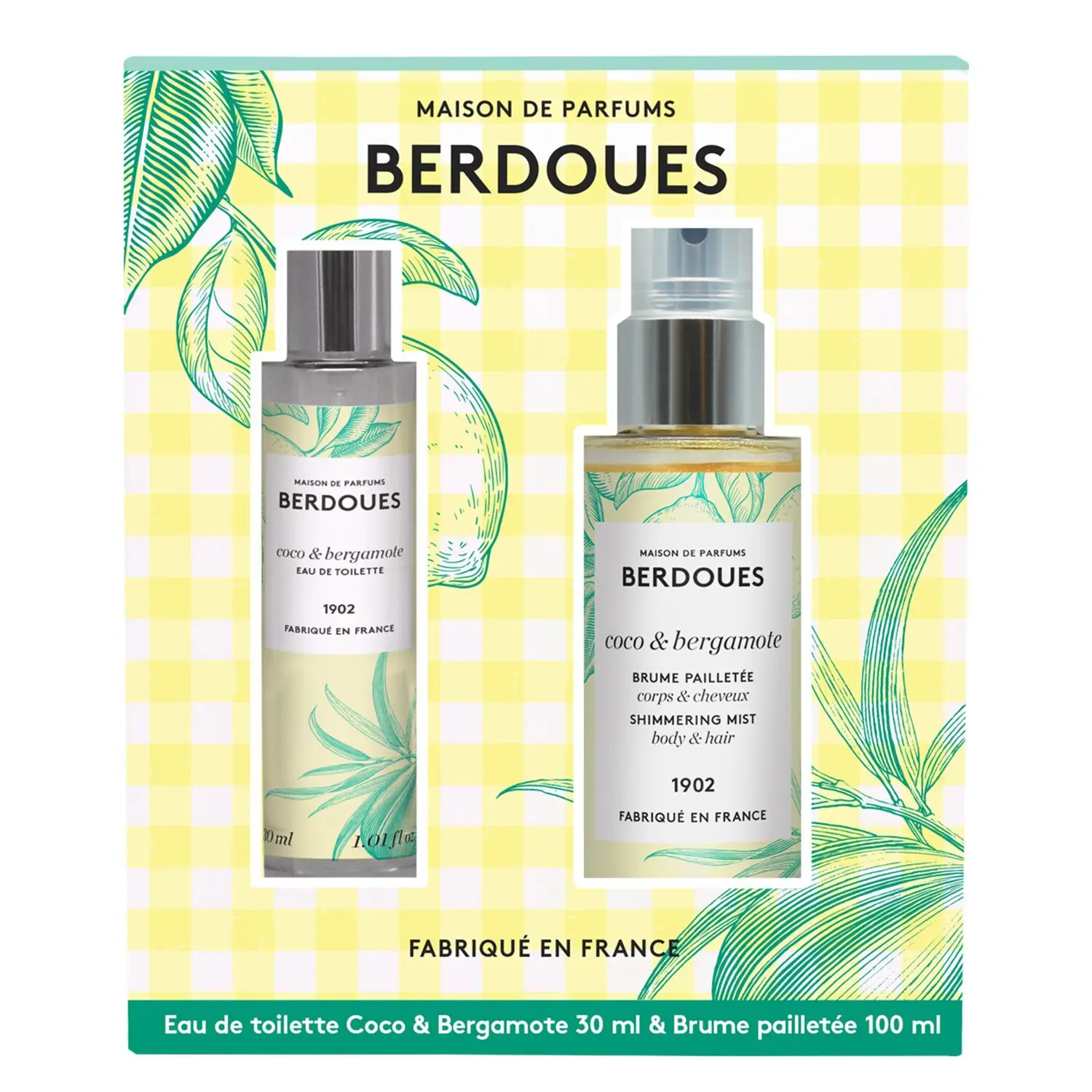 Berdoues Coco & Bergamote – Coffret Eau de Toilette 30 ml & Brume Pailletée