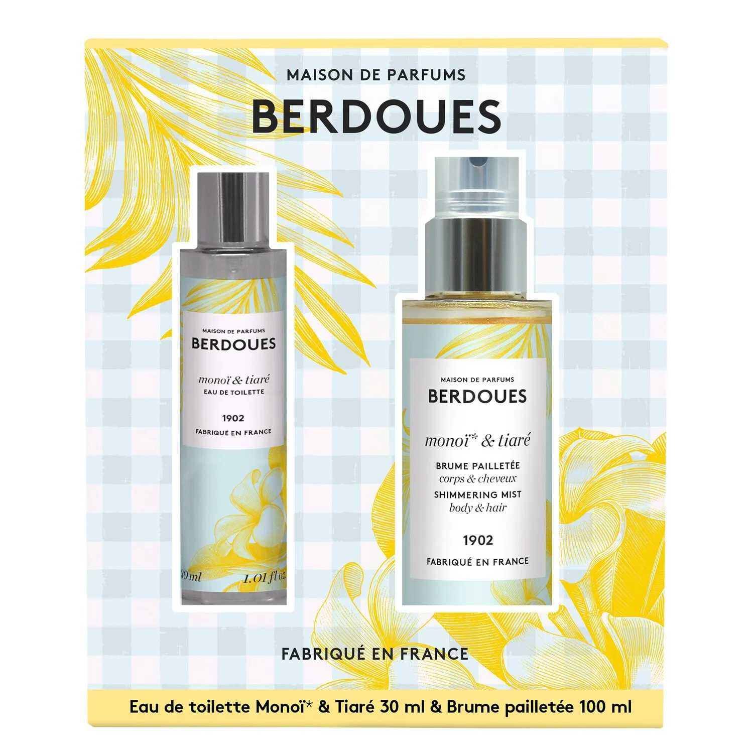 Berdoues Monoï & Tiaré – Coffret Eau de Toilette 30 ml + Brume Pailletée